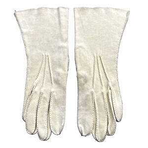 YELLOW Gloves Ladies size 7 Woplex Suede Made in USA pastel formal unique READ